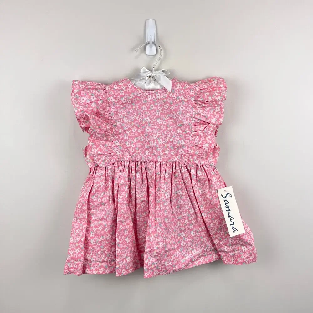Vintage Samara Pink Floral Ruffle Dress 2T NWT